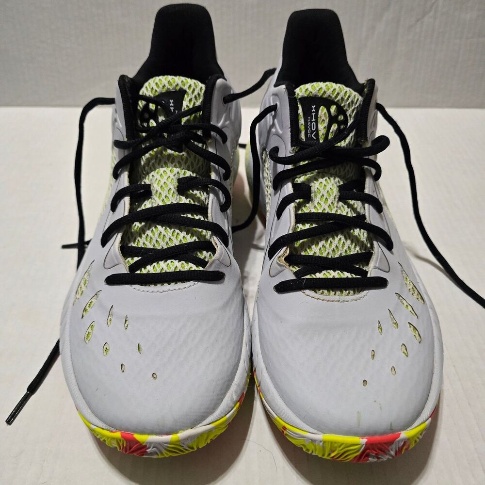 Under Armour HOVR Havoc Men's 10 White Multi-Color Basketball Shoes